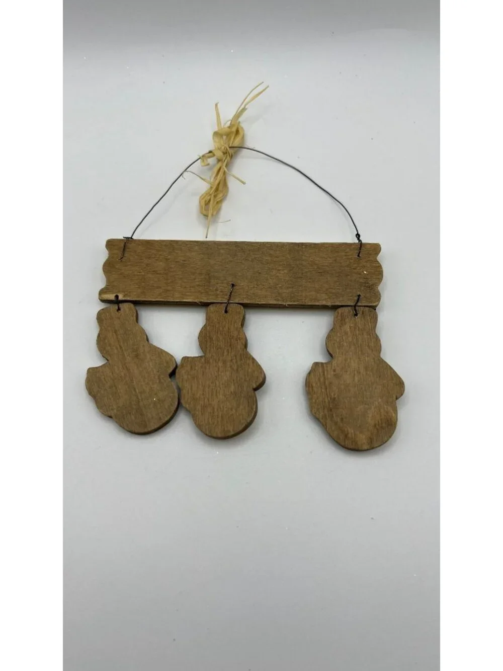 Vintage Wooden Snowman Collector Wall Hanging Décor Trio